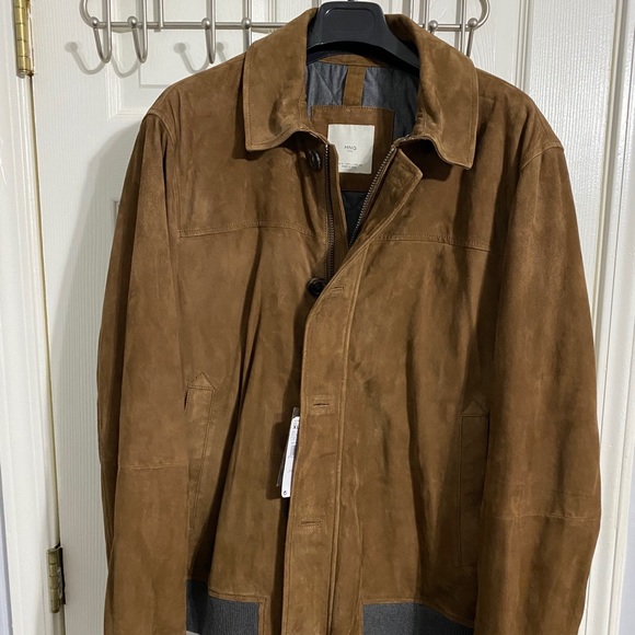 Mango Man Brown Suede Leather Aviator Jacket - Picture 3 of 10